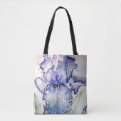 Blue Iris Art Waterverf Flower Art Tote Bag (Voorkant)