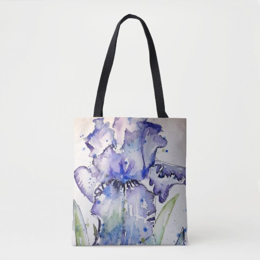 Blue Iris Art Waterverf Flower Art Tote Bag (Voorkant)