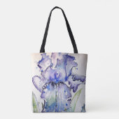 Blue Iris Art Waterverf Flower Art Tote Bag (Achterkant)