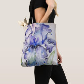 Blue Iris Art Waterverf Flower Art Tote Bag (Dichtbij)