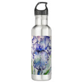 Blue Iris Art Waterverf Flower Art Waterfles (Voorkant)