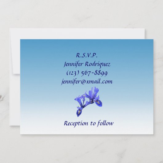 Blue Iris Bloemen Quinceañera Uitnodiging (Achterkant)