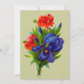 Blue Iris Bouquet Floral Vrijgezellenfeest Invite Kaart (Achterkant)