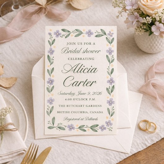 Blue Iris Bridal Shower Invitations - Editable Kaart