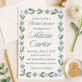 Blue Iris Bridal Shower Invitations - Editable Kaart
