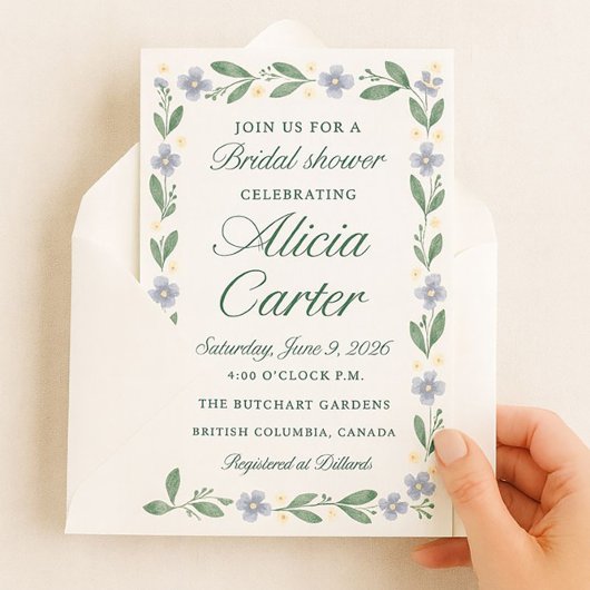 Blue Iris Bridal Shower Invitations - Editable Kaart