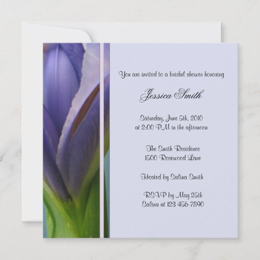 Blue Iris Bridal Shower-uitnodiging Kaart (Voorkant)
