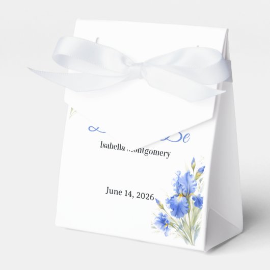 Blue Iris Bride to Be Something Blue Bridal Shower Bedankdoosjes (Voorkant Zijde)