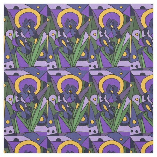 Blue Iris Floral Abstract verbinding Stof (Swatch)
