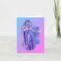 Blue Iris Floral Art Note Kaart