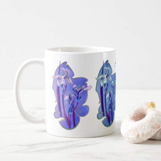 Blue Iris Floral Art op maat Koffiemok (Met donut)