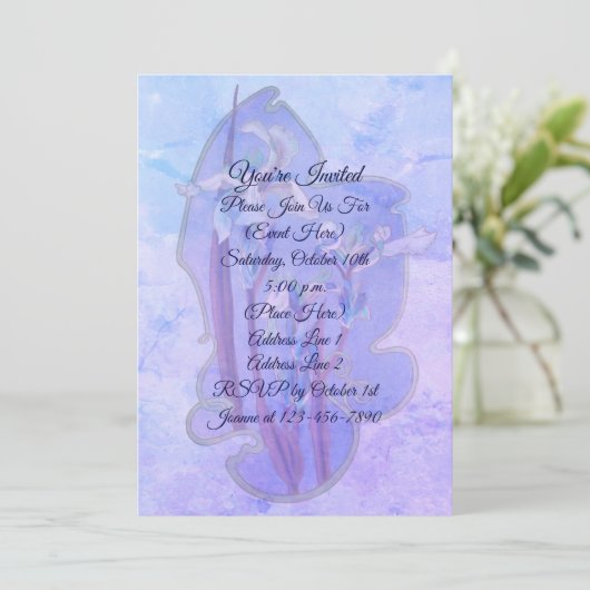 Blue Iris Floral Art Party Kaart (Staand voorkant)