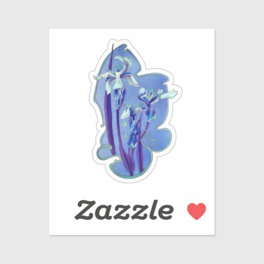 Blue Iris Floral Art Sticker (Vel)