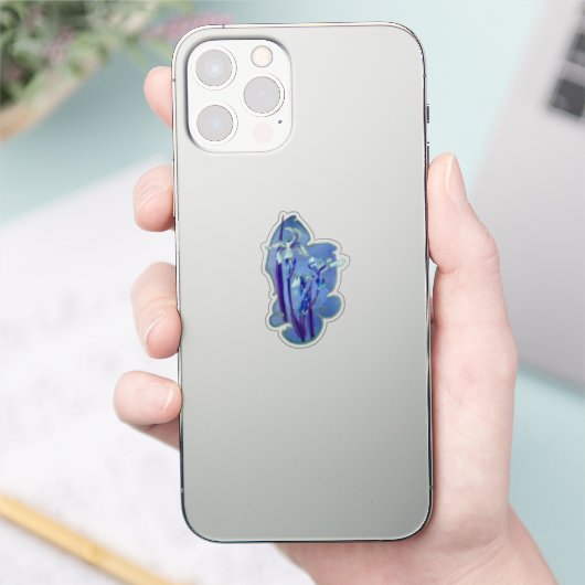 Blue Iris Floral Art Sticker (Telefoon)