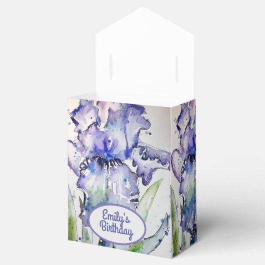  Blue Iris Floral Birthday Cake Favor Box Bedankdoosjes (Geopend)