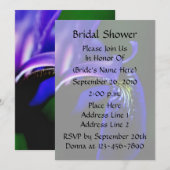 Blue Iris Floral Bridal Wedding Shower Uitnodiging (Voorkant / Achterkant)
