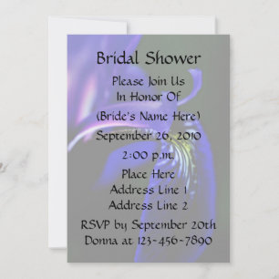 Blue Iris Floral Bridal Wedding Shower Uitnodiging