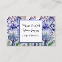 Blue Iris Floral Flowers Waterverf Visitekaartje