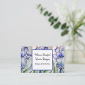 Blue Iris Floral Flowers Waterverf Visitekaartje (Staand voorkant)