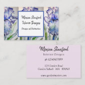 Blue Iris Floral Flowers Waterverf Visitekaartje (Voorkant / Achterkant)