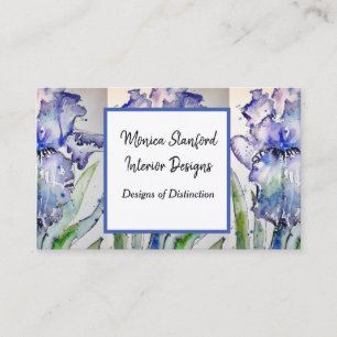 Blue Iris Floral Flowers Waterverf Visitekaartje