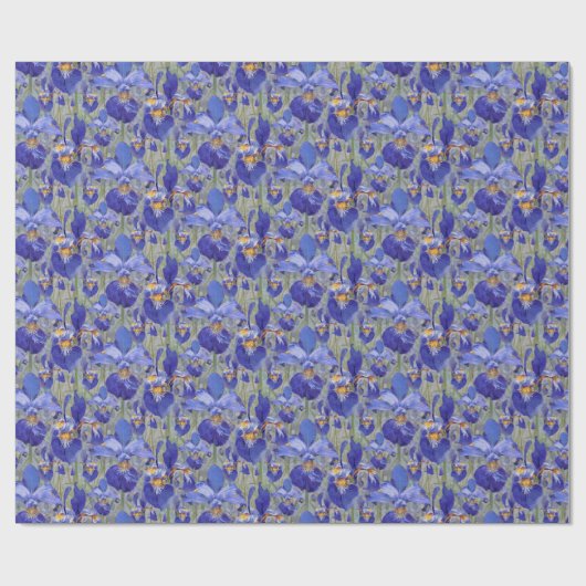 Blue Iris Floral Pattern Cadeaupapier (Vlak)