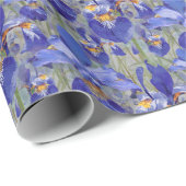 Blue Iris Floral Pattern Cadeaupapier (Rol Hoek)