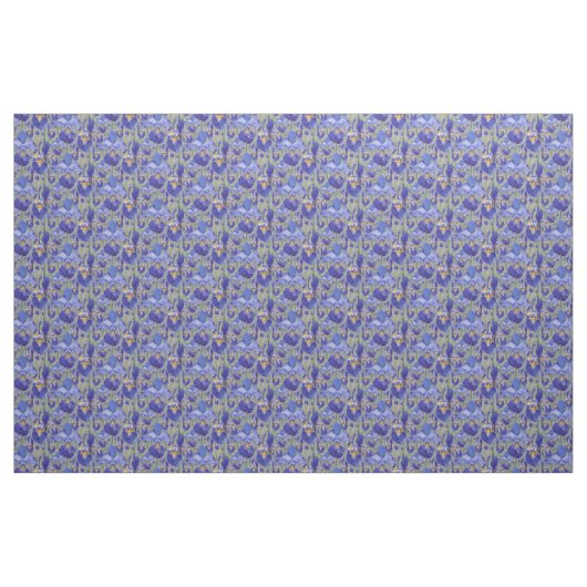 Blue Iris Floral Pattern Stof (Yard (91,4 cm))
