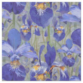 Blue Iris Floral Pattern Stof (Close Up)