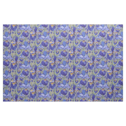 Blue Iris Floral Pattern Stof (Fat Quarter)