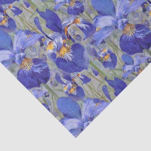 Blue Iris Floral Pattern Tissuepapier (Detail)