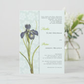 Blue Iris Floral Wedding Invitation 2 Kaart (Staand voorkant)