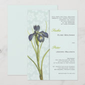 Blue Iris Floral Wedding Invitation 2 Kaart (Voorkant / Achterkant)