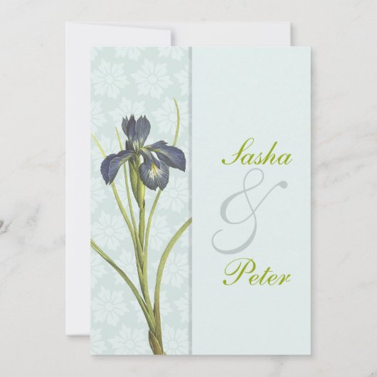 Blue Iris Floral Wedding Invitation Kaart (Achterkant)