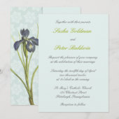 Blue Iris Floral Wedding Invitation Kaart (Voorkant / Achterkant)