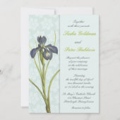 Blue Iris Floral Wedding Invitation Kaart (Voorkant)