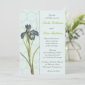 Blue Iris Floral Wedding Invitation Kaart (Staand voorkant)