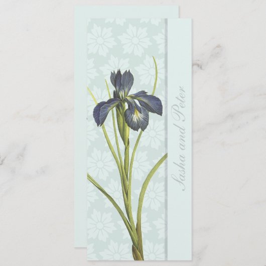 Blue Iris Floral Wedding Invitation Kaart (Voorkant / Achterkant)
