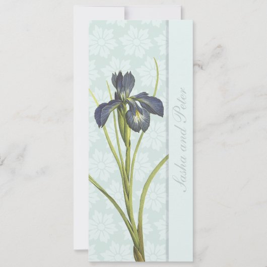 Blue Iris Floral Wedding Invitation Kaart (Voorkant)