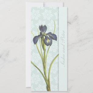Blue Iris Floral Wedding Invitation Kaart
