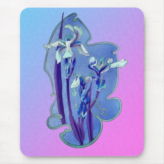 Blue Iris Flower Art Muismat (Voorkant)