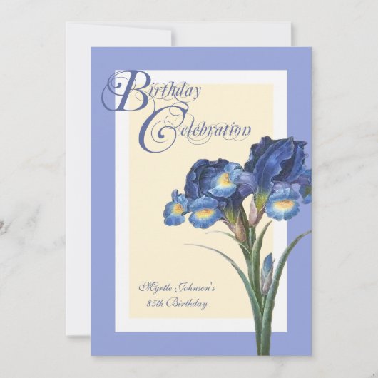 Blue Iris Flower Birthday Celebration Kaart (Voorkant)