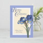 Blue Iris Flower Birthday Celebration Kaart (Staand voorkant)