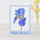 Blue Iris Flower Birthday Kaart (Gele Bloem)