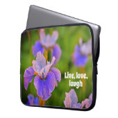 Blue Iris Flower Botanical foto Laptop Sleeve (Voorkant Links)