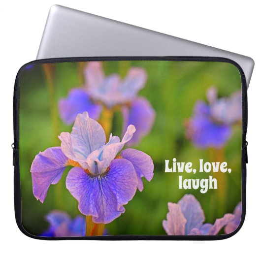 Blue Iris Flower Botanical foto Laptop Sleeve (Voorkant)