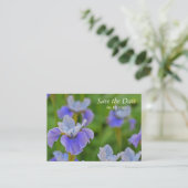 Blue Iris Flower Botanical Save the Date Informatiekaartje (Staand voorkant)