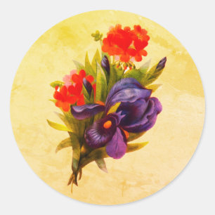 Blue Iris Flower Bouquet  Art Ronde Sticker