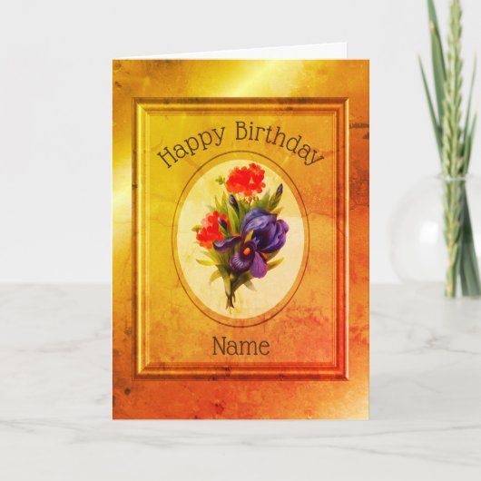  Blue Iris Flower Bouquet Birthday Kaart (Voorkant)