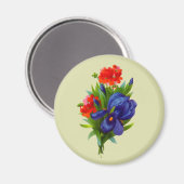  Blue Iris Flower Bouquet Magnet (Voorkant / Achterkant)